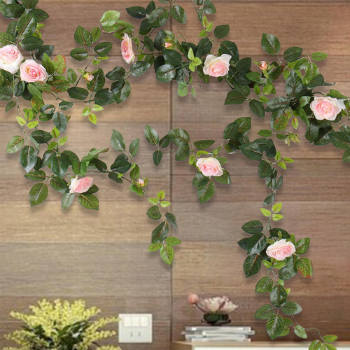 Enredaderas De Rosas Artificiales, Rosas De Seda, Rosa Claro