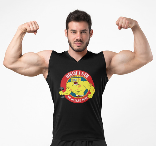 Playera Deportiva Tank Top Sin Mangas Bob Esponja Gym 