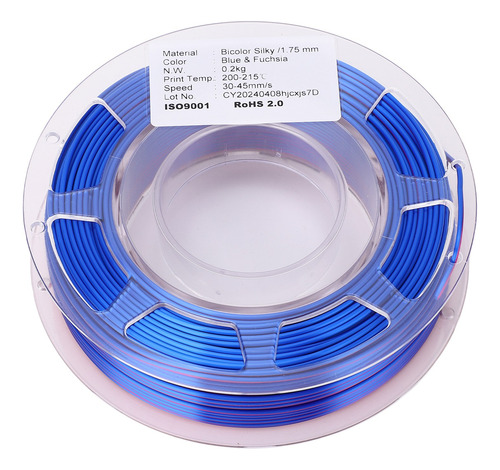Filamento Silk Pla De Dos Colores, Azul Y Rojo Violáceo, 1,7