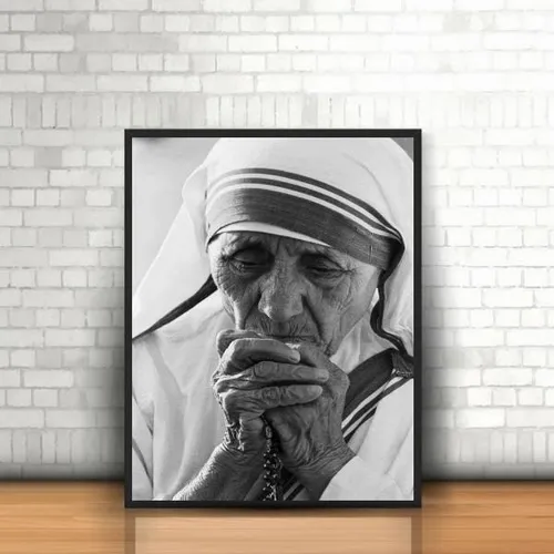 Marco de fotos de la Madre Teresa de Calcuta, 24 x 18 cm, con cristal, color negro