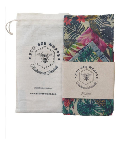 Ecobee Wraps - 4 Envoltorios Reutilizables De Cera De Abeja