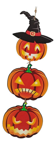 4 Letrero Colgante De Madera For Halloween Calabaza