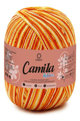 Linha Camila Fashion Matizada Crochê Tricô Varias Cores 500m Cor 05298 - Laranja/amarelo