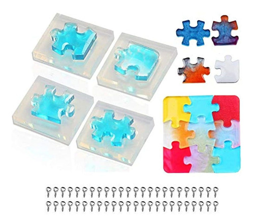 4pcs Puzzle Piece Silicone Resin Molds, Mini Puzzle Silicone