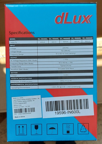 Ups Dlux 600va Estabilizador Proteccion Leds Batería 12v 7ah