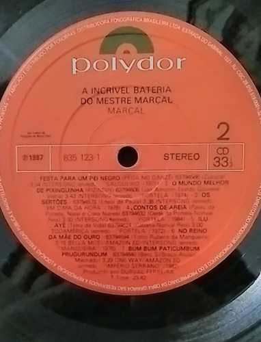 Lp Marçal-incrivel Bateria Do Mestre 1986 Stereo Original (Usado)