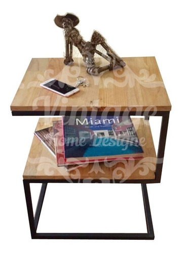 Imagen 1 de 5 de Mesa Metalica Auxiliar Denver Vintage Home Designe - Natural