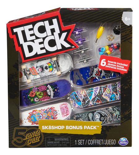 Kit 3 Skate De Dedo E Acessórios Santa Cruz - Tech Deck