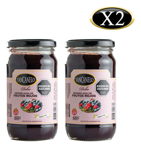 Mermelada De Frutos Rojos Yancanelo 420gr X 2u Sin Tacc