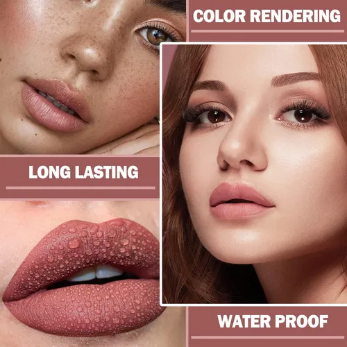Juego De 3 Pintalabios Color Nude, Lpiz Labial Mate, Imperme