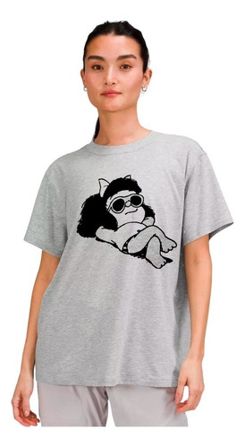 Polera Mafalda Oversize Gris Mujer Mamá Regalo Sol Grafimax