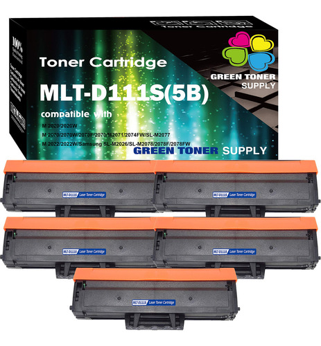 Paquete De 5 Cartuchos De Tóner Compatibles Con 111s Mltd1.