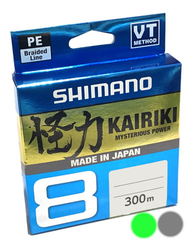 Multifilamento de 8 fios Shimano Kairiki X 300mts fabricado no Japão, cor verde
