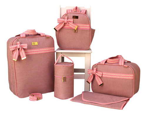 Bolsa Maternidade Menina Impermeável Rosa Mochila/trocador