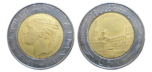 Italia 500 Liras 1982 Bimetálica