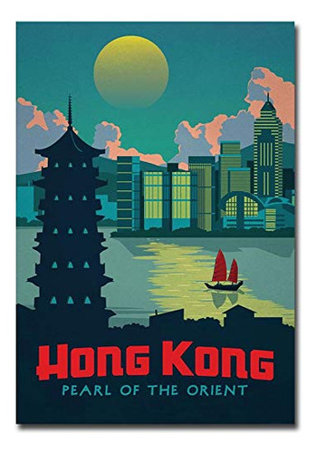 Imán Para Nevera De Hong Kong, Diseño Vintage De Viajes, Tam