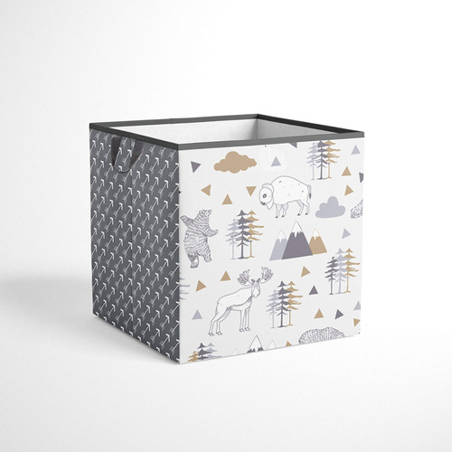 Bacati Woodlands - Caja De Almacenaje (algodn, Color Gris Y