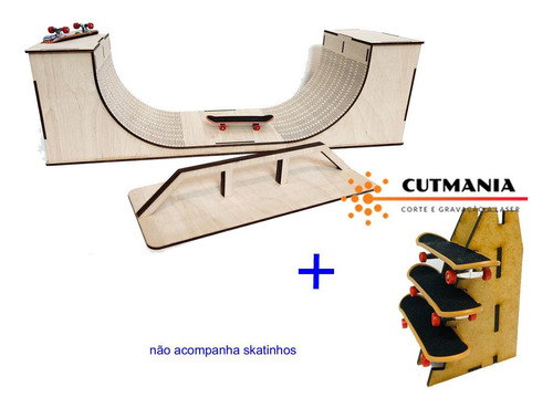 Kit 3 Pista Rampa Skate Dedo + Trave + Suporte Skates