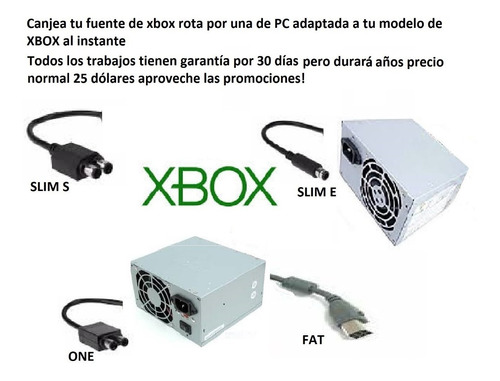 Tu Fuente Xbox One O 360 Rota Canje Por Fuente Compatible Pc