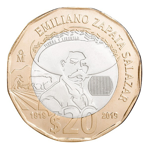 Moneda Emiliano Zapata 20 Pesos 