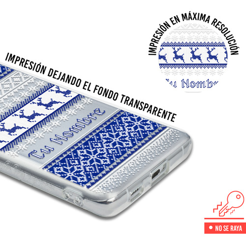 Funda Para Infinix Ugly Sweater Navideño Azul Con Tu Nombre