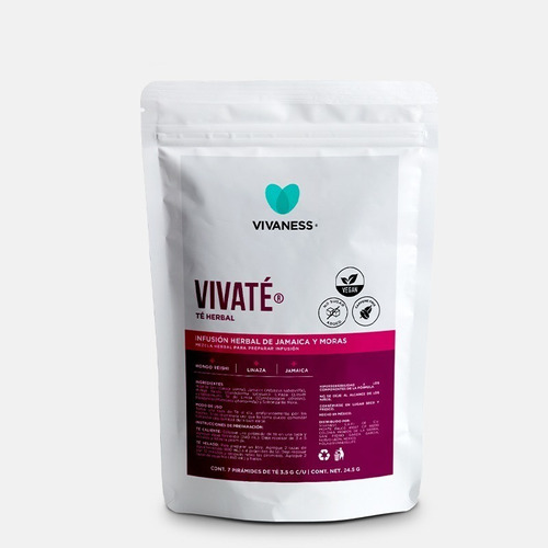 Vivaness Vivaté Té Herbal Jamaica Y Moras 7 Piramides De Té