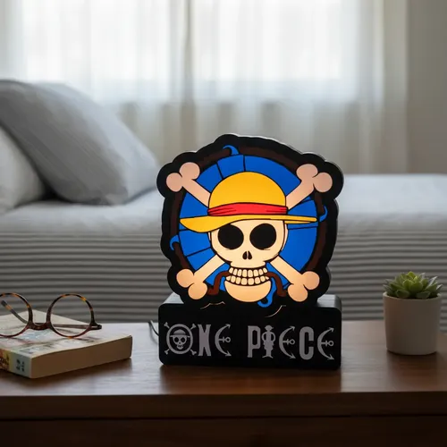 Luminária One Piece Luffy Caveira Jolly Roger Logo Led Usb