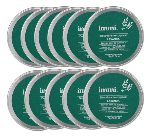 11 Pz Immi Desodorante Natural Lavanda Mujer Hombre + Mazapa