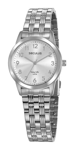 Relógio Seculus Prata Feminino Monocromático 77009l0svna3
