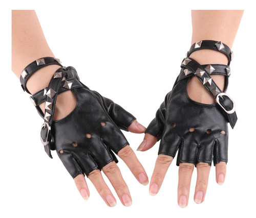 Guantes Sin Dedos De Cuero Pu Guantes Góticos Punk Para