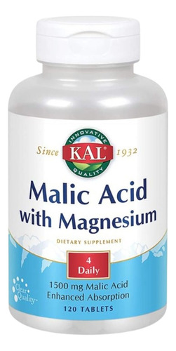 Kal - Acido Malico - Magnesio 120 Tabletas - Original Usa