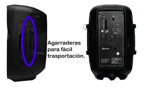 Alto-falante Bluetooth USB SD recarregável de 8 polegadas, todo profissional em preto
