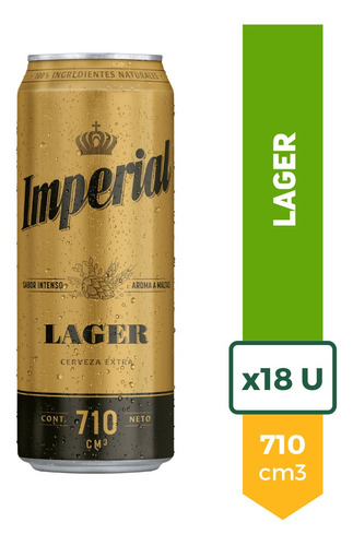 Imagen 1 de 9 de Cerveza Imperial Lager Lata 710ml Pack X18 La Barra Oferta