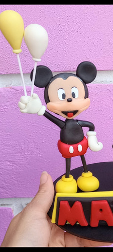 Vela Para Pastel Mickey Mouse Pasta Flexible Personalizada