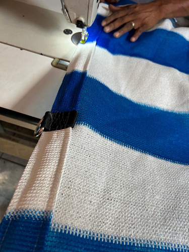 Malla Sombra Rashel 90% 8x10 Reforzada Lista Para Colocar Blanco/azul
