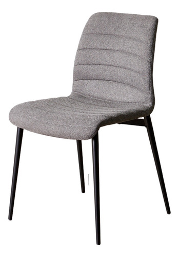 Silla Para Comedor Tela Lino Gris Patas Metal Negras Hanna Color de la estructura de la silla Negro