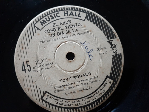 Vinilo Single De Ronald El Amor Como El Viento (f155
