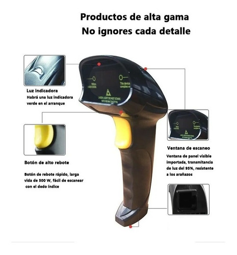 Lector De Codigo De Barras Láser Usb Pos Ean Upc Isbn