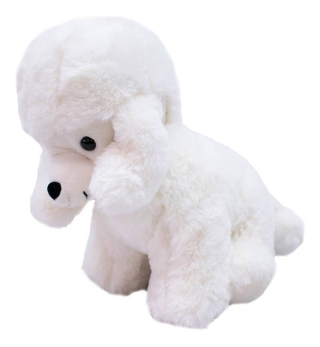 Cachorro Poodle Branco De Pelúcia Presente Fofinho 21 Cm