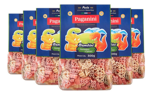 Kit Com 6un Macarrão Formato Dinossauro Paganini 300g