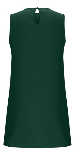 Vestido De Verano De Color Liso Con Cuello Redondo Y Cuello