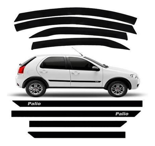 Kit Friso Borrachão Fiat Palio Fire + Calha De Chuva