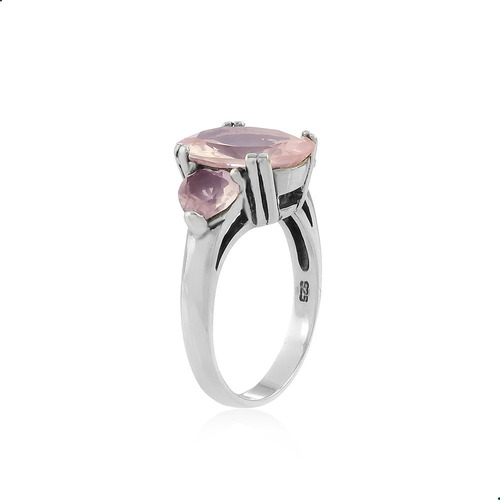 Anel Quartzo Rosa Natural Prata 925 Fp  11021005