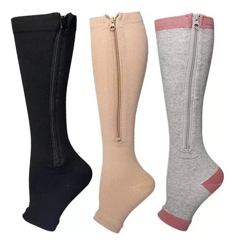 3pares/set Calcetines Medias De Compresion Anti Varices Moda