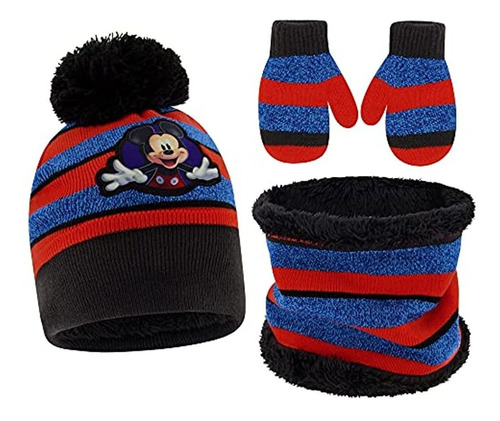 Sombrero De Invierno De Mickey Mouse, Bufanda Y Guantes Para