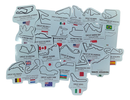 Stickers Circuitos Fórmula 1 Todos Temporada 2025 Adhesivos