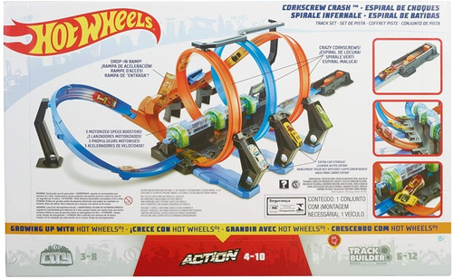 Pista Hot Wheels Espiral De Choques Y Acrobacias + 1 Carrito