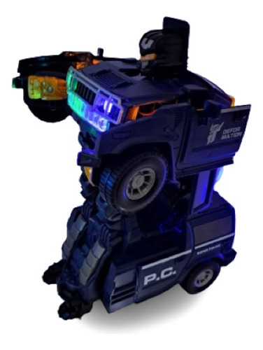 Camioneta Robot Policia Transformer Movimiento Luz Y Sonido
