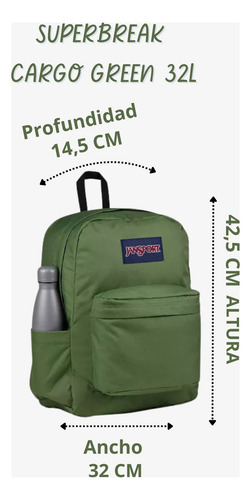 Mochila Jansport Superbreak Viaje Verde Liso 26l Verde Liso