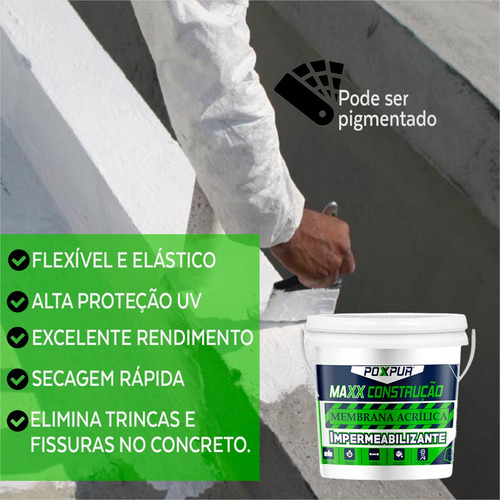 Manta Acrilica Impermeabiliza Laje E Telhado 4,5kg Flexivel